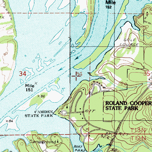 Topographic Map of Roland Cooper State Park, AL