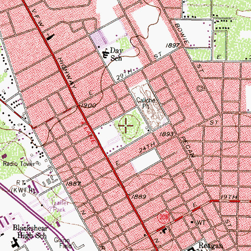 Topographic Map of KAYJ-AM (San Angelo), TX