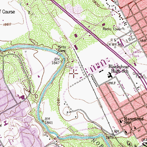 Topographic Map of KTEO-AM (San Angelo), TX