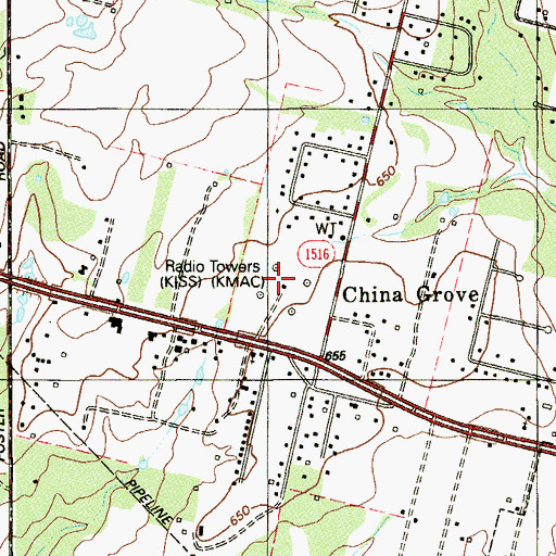 Topographic Map of KSLR-AM (San Antonio), TX