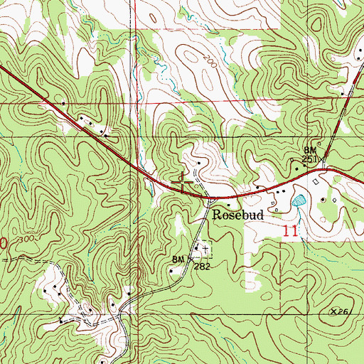 Topographic Map of Rosebud School, AL