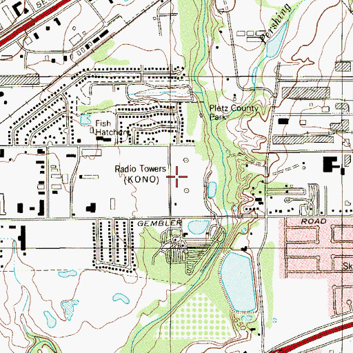 Topographic Map of KONO-AM (San Antonio), TX