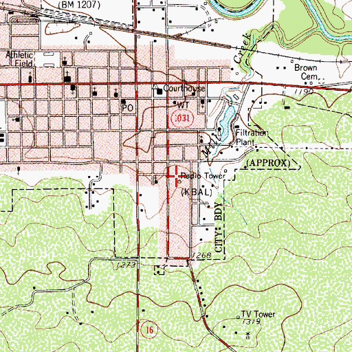 Topographic Map of KBAL-AM (San Saba), TX