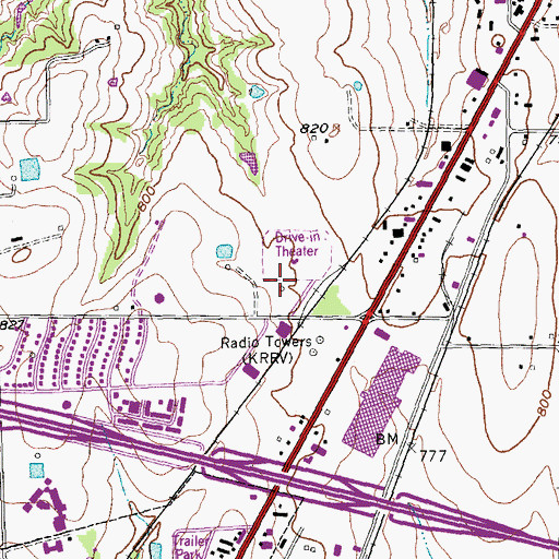 Topographic Map of KXEB-AM (Sherman), TX