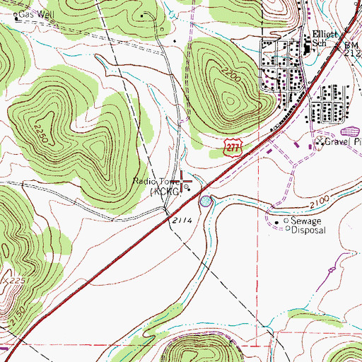 Topographic Map of KHOS-AM (Sonora), TX