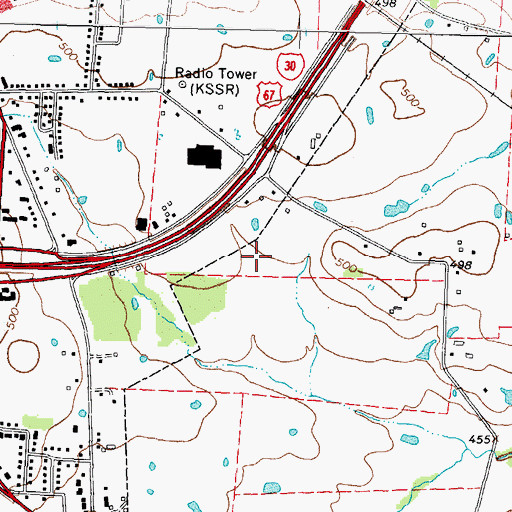Topographic Map of KSST-AM (Sulphur Springs), TX