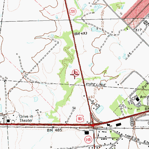 Topographic Map of KTER-AM (Terrell), TX
