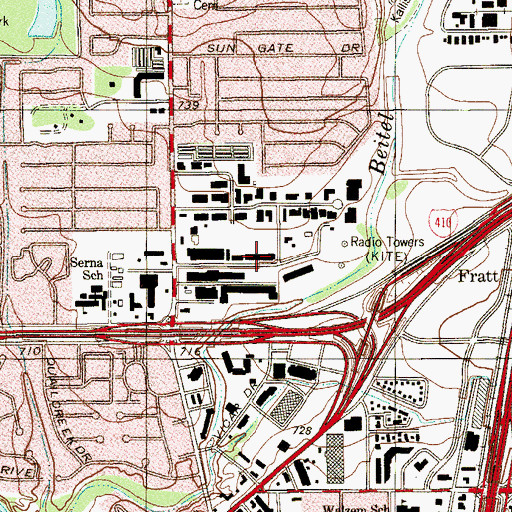 Topographic Map of KISS-AM (Terrell Hills), TX