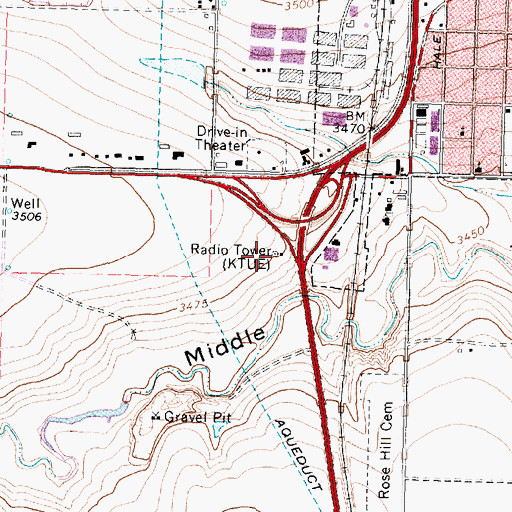 Topographic Map of KTUE-AM (Tulia), TX