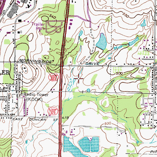 Topographic Map of KDOK-AM (Tyler), TX