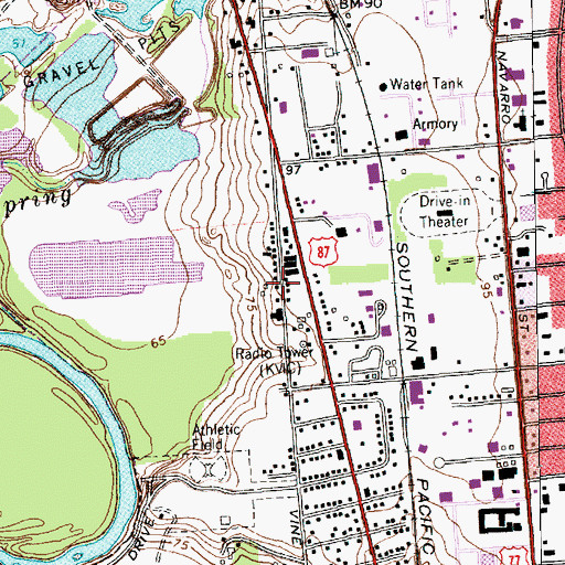 Topographic Map of KAMG-AM (Victoria), TX