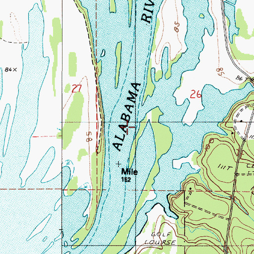Topographic Map of Saint John Bar, AL