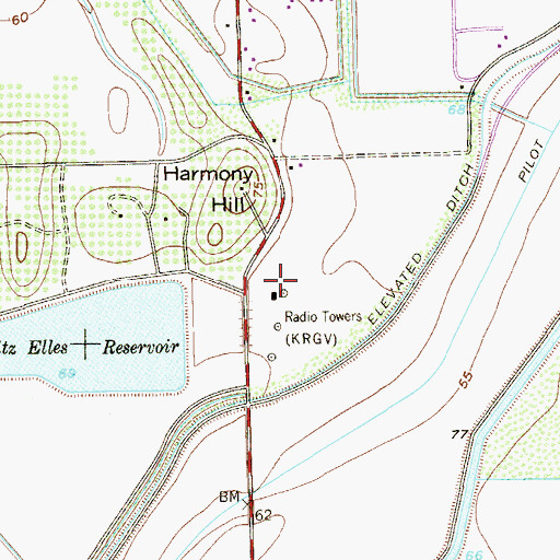 Topographic Map of KRGE-AM (Weslaco), TX
