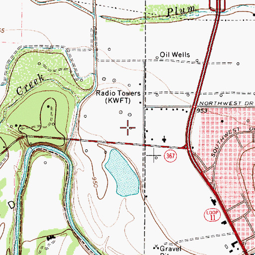Topographic Map of KWFT-AM (Wichita Falls), TX