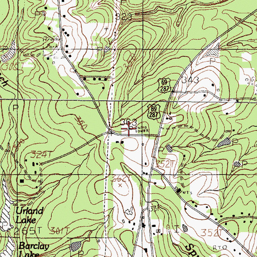 Topographic Map of KVLL-AM (Woodville), TX