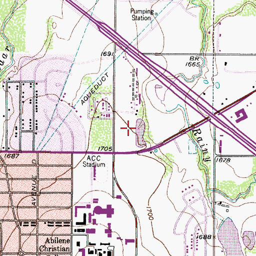 Topographic Map of KACU-FM (Abilene), TX