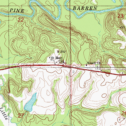 Topographic Map of Saint Mary Church, AL