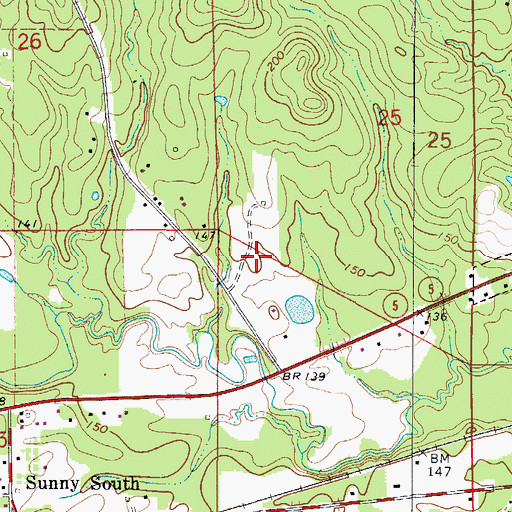 Topographic Map of Saint Pauls Church (historical), AL