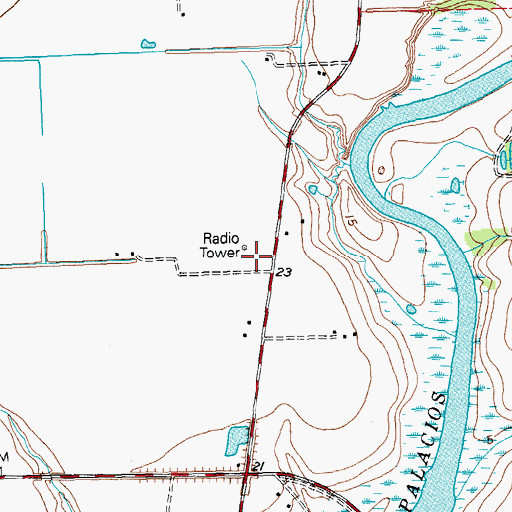 Topographic Map of KMKS-FM (Bay City), TX