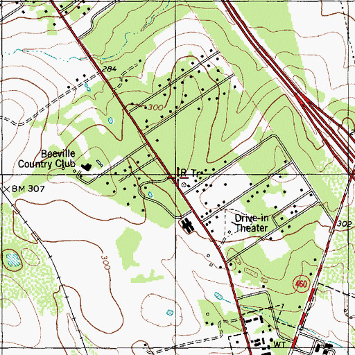 Topographic Map of KYTX-FM (Beeville), TX