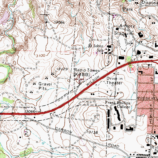 Topographic Map of KDXR-FM (Borger), TX