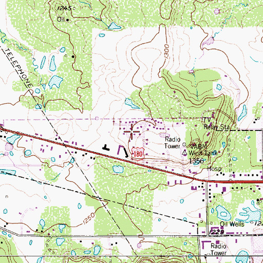 Topographic Map of KROO-FM (Breckenridge), TX