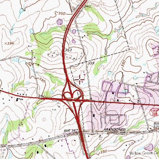 Topographic Map of KWHI-FM (Brenham), TX