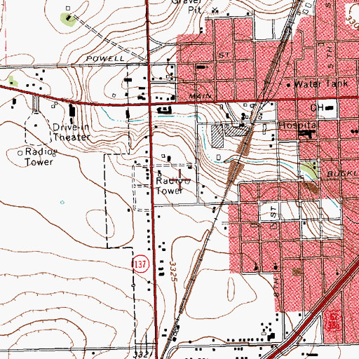 Topographic Map of KLCU-FM (Brownfield), TX