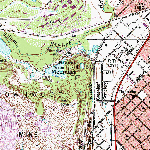 Topographic Map of KXYL-FM (Brownwood), TX