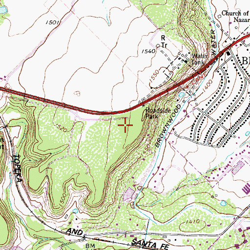 Topographic Map of KBUB-FM (Brownwood), TX