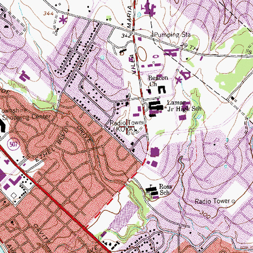 Topographic Map of KORA-FM (Bryan), TX