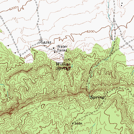 Topographic Map of Willow Spring, AZ