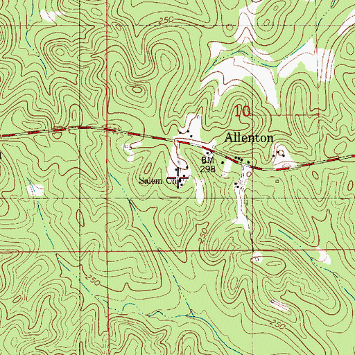 Topographic Map of Salem Church, AL