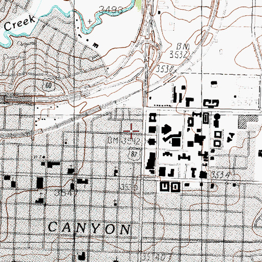 Topographic Map of KWTS-FM (Canyon), TX