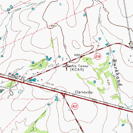 Topographic Map of KCBZ-FM (Clarksville), TX