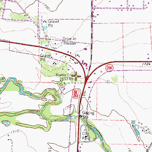 Topographic Map of KSTA-FM (Coleman), TX
