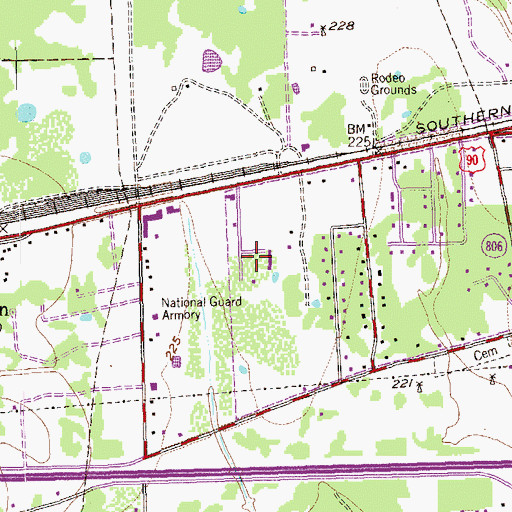 Topographic Map of KULM-FM (Columbus), TX
