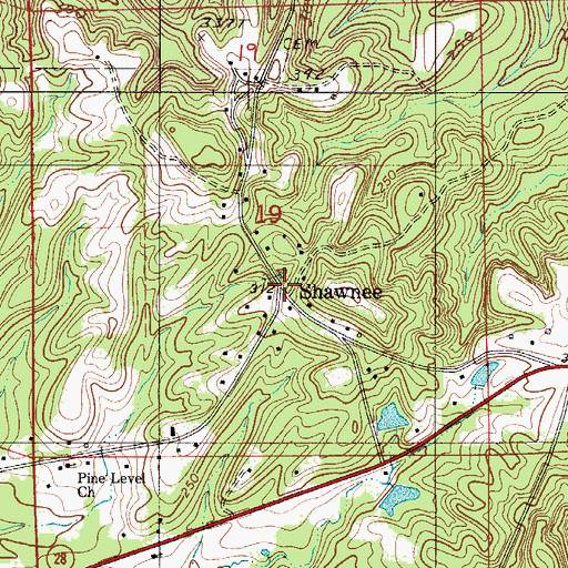 Topographic Map of Shawnee, AL