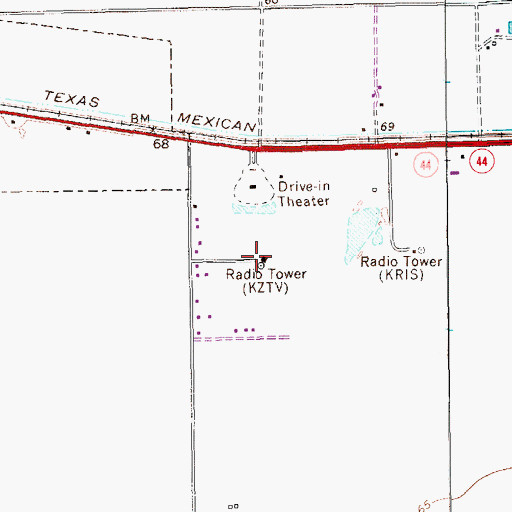 Topographic Map of KBNJ-FM (Corpus Christi), TX