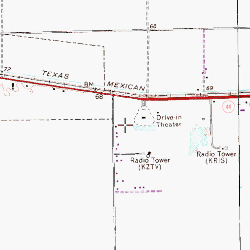 Topographic Map of KMXR-FM (Corpus Christi), TX