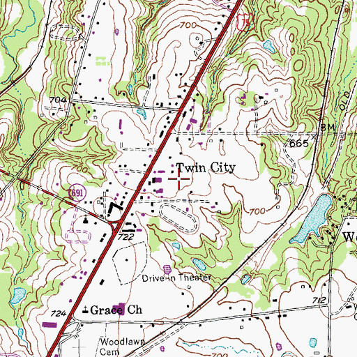 Topographic Map of KTCY-FM (Denison), TX