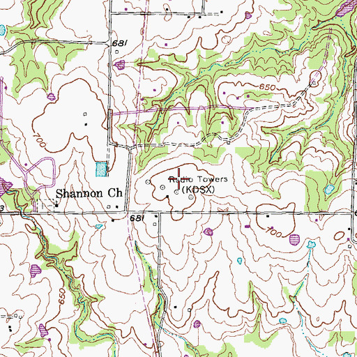 Topographic Map of KDSQ-FM (Denison-Sherman), TX