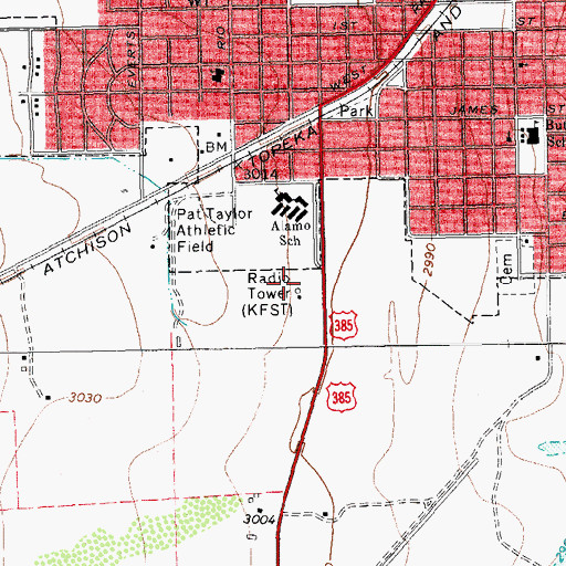 Topographic Map of KFST-FM (Fort Stockton), TX