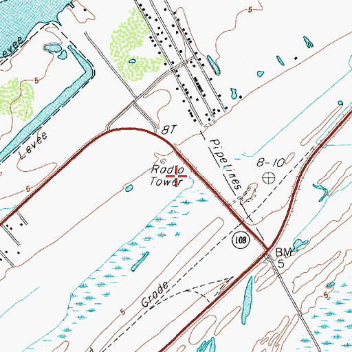 Topographic Map of KRTX-FM (Galveston), TX