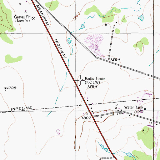 Topographic Map of KCLW-FM (Hamilton), TX