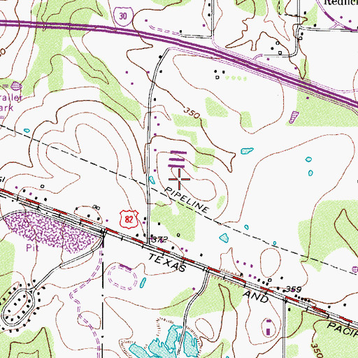 Topographic Map of KLLI-FM (Hooks), TX