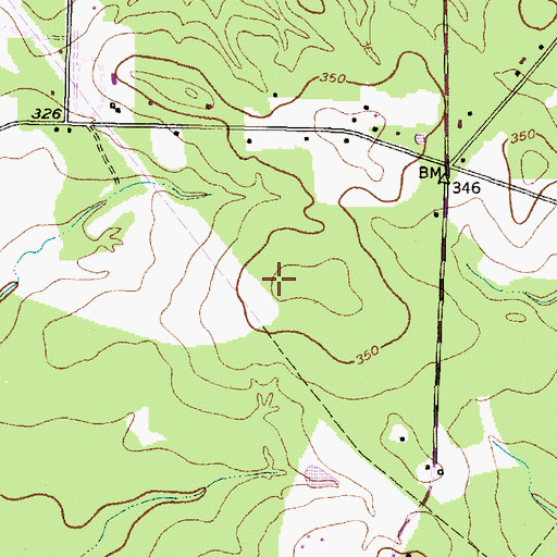 Topographic Map of KAQU-FM (Huntington), TX