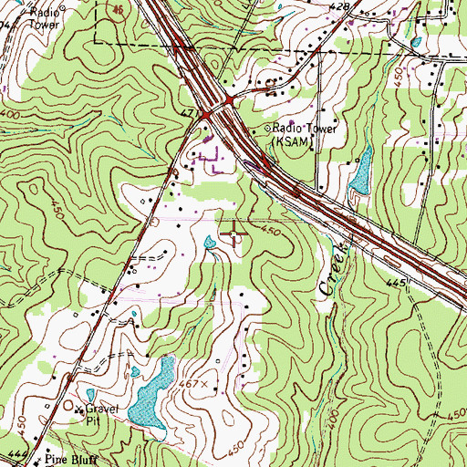 Topographic Map of KTDD-FM (Huntsville), TX