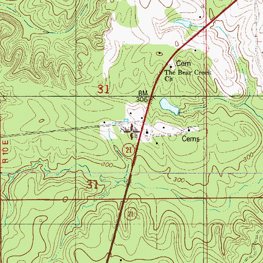 Topographic Map of Shiloh Church, AL