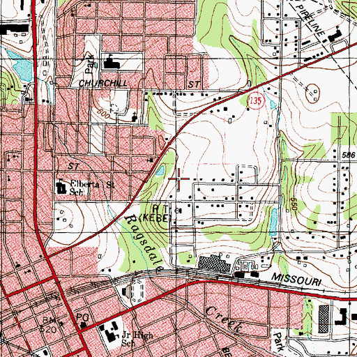 Topographic Map of KBJS-FM (Jacksonville), TX